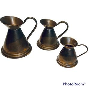 High Quality Solid Copper Water Jugs Set Of 3 Vintage
